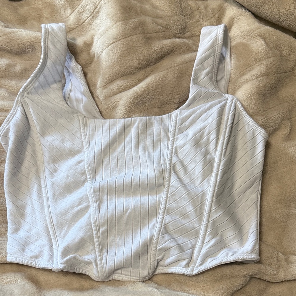 White Striped Corset Top
